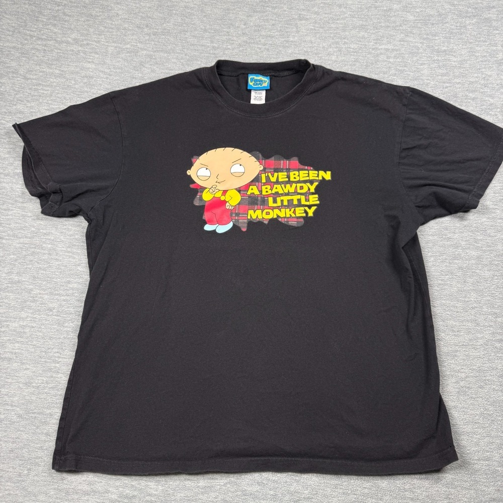 Family Guy T-Shirt Mens Large Black Stewie Bawdy Little Monkey Fox‎ TV Show